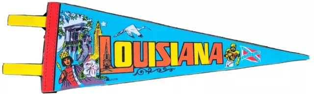 Louisiana Pennant Vtg Banner Souvenir Attractions Tourist Travel Wall Decor 15"