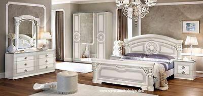Luxury Baroque Marriage Double Bed Cream White Silver High Gloss Pad Bed 180x200 7