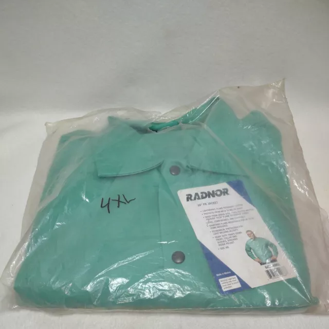 Radnor Welding Shirt Size 4XL 30" FR Jacket 64054966 Green New in Package