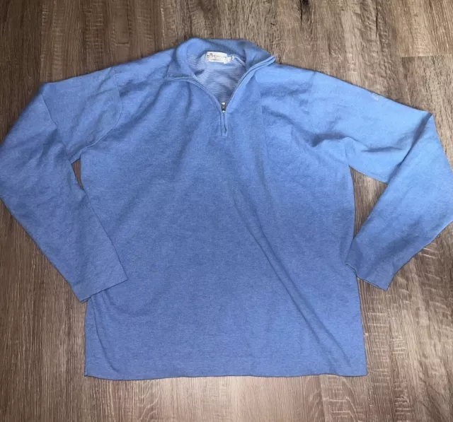 Peter Millar Crown Comfort 1/4 Zip Sweater Mens Large Blue Pullover