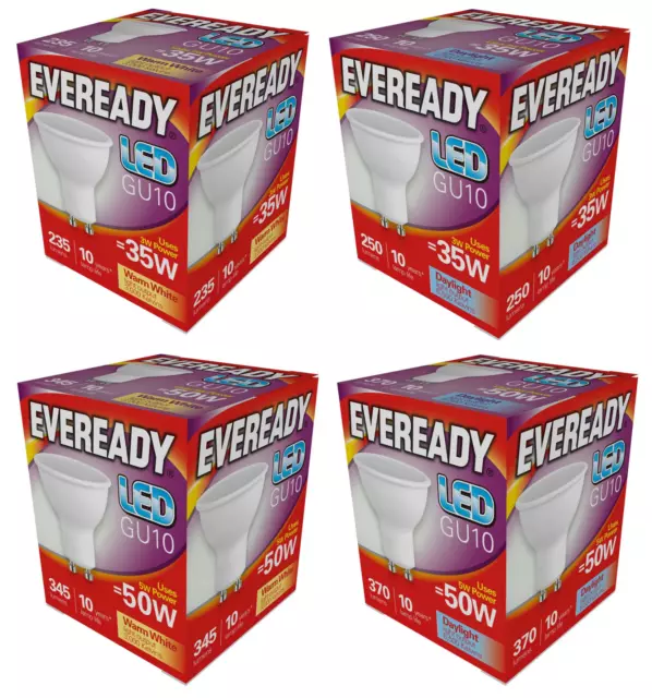 x2 / x3 / x5 Eveready LED GU10 Energy Saving 3w =30w 5w =50w Warm Daylight white