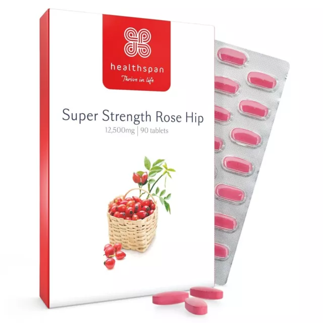 Healthspan Rose Hip 12,500mg, 90 Tablets, Supports Joint & Immune Health, Vegan