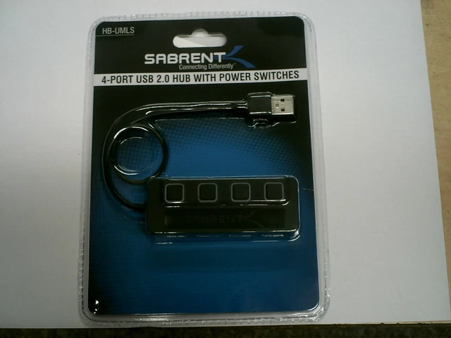 Hub USB 2.0 Sabrent 4 Ports Avec Interrupteurs Et LEDs Individuels - Alimenté - Neuf