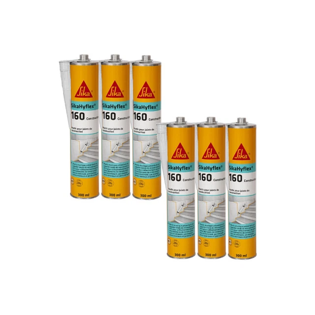 Lot de 6 mastics pour façades en béton et maçonnerie SIKA SikaHyflex 160 Constr