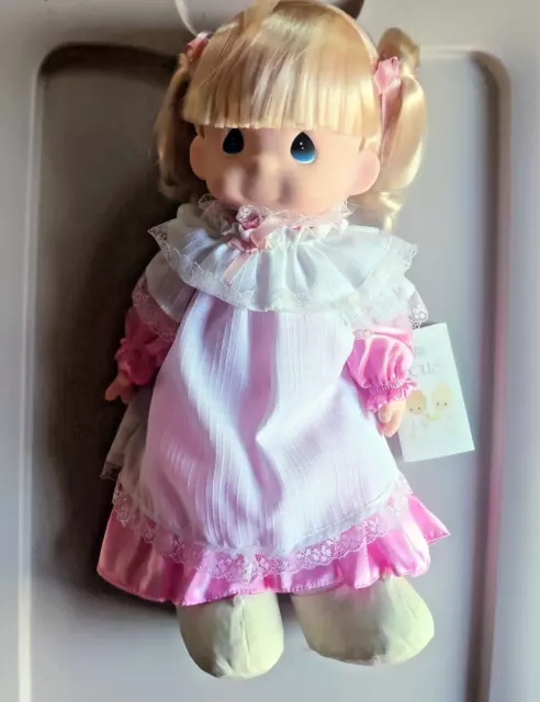 Vintage Precious Moments 16" Missy Doll 1987 Pink Dress w/Stand Tags And Box