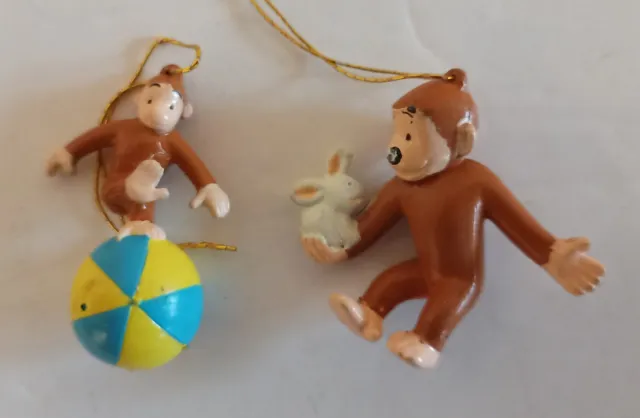 Curious George Two Figures  Miniature Christmas Ornaments