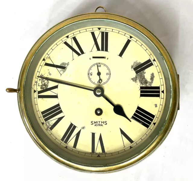 MV PORT ADELAIDE Ships Marine Bulkhead Clock with Second Dial : SMITHS ASTRAL