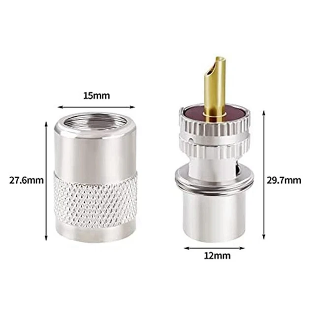 5 Connecteurs PL-259 UHF à Souder - 50 Ohm, Pour Câbles RG-8 Et VLMR-400, Nickelés