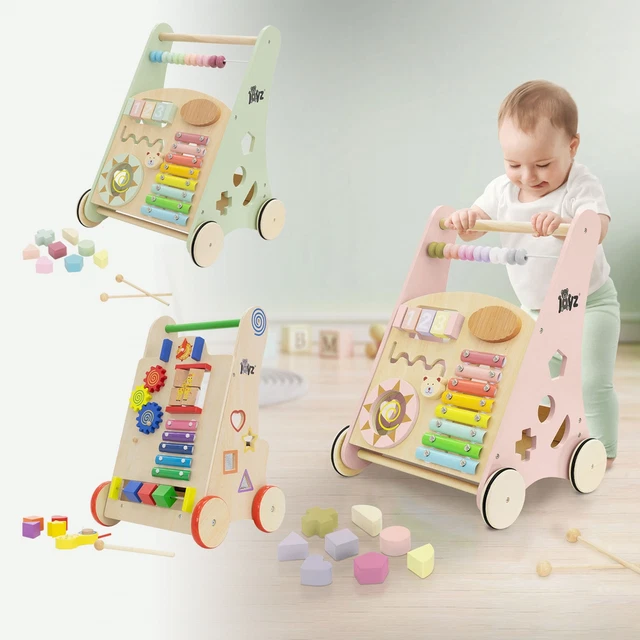 Chariot de marche baby walker en bois trotteur avec tableau d'activité á choix