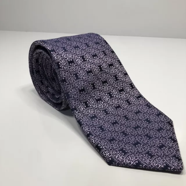 Charvet Place Vendome Tie  $245 NWT🔥Purple With Light Pink Designs France