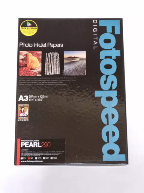 Fotospeed 7D592 - A3 - Photo Smooth Pearl 290gsm Inkjet Paper - 50 Pack