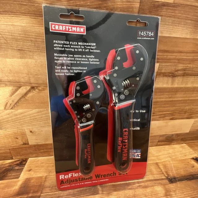 CRAFTSMAN USA REFLEX 6” & 8” Adjustable Wrench Set 945784 New Old