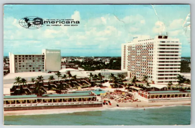 c1960s Americana Bal Harbor Miami Beach Florida Hotel Vintage Postcard