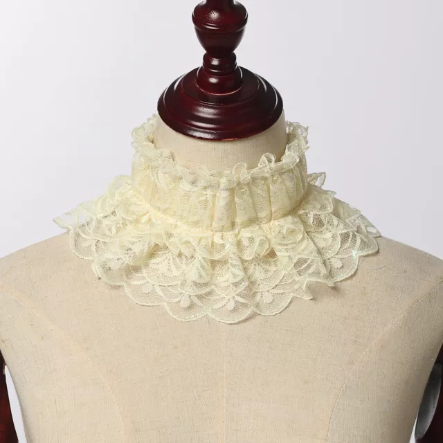 Victorian Elizabethan Ruffled Detachable Collar Neck Ruff With Cameo Cosplay