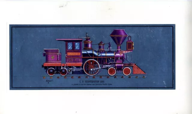 C F Huntington Central & Southern Pacific Lines Locomotives Color Etch Print