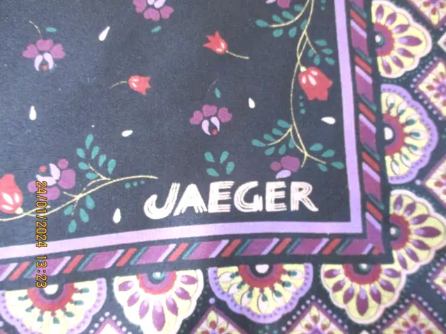 Jaeger   Silk Scarf  Patterned In Browns .Hand Rolled Edge.26  X 26"Italian