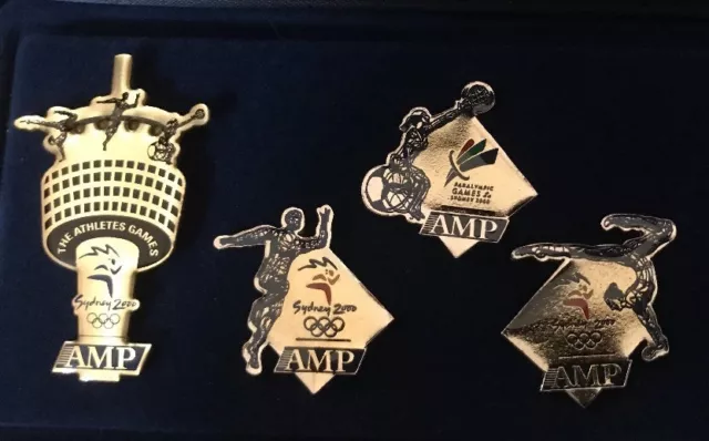 Rare Boxed AMP Tower Sydney 2000 Olympic Games Pin Set