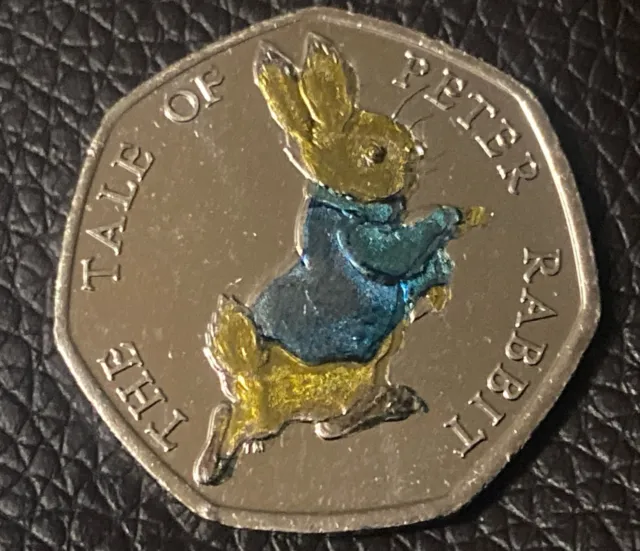 New Peter Rabbit 🐰 Unc 50p Coin Beatrix Potter Decal Sticker Rare Collectible