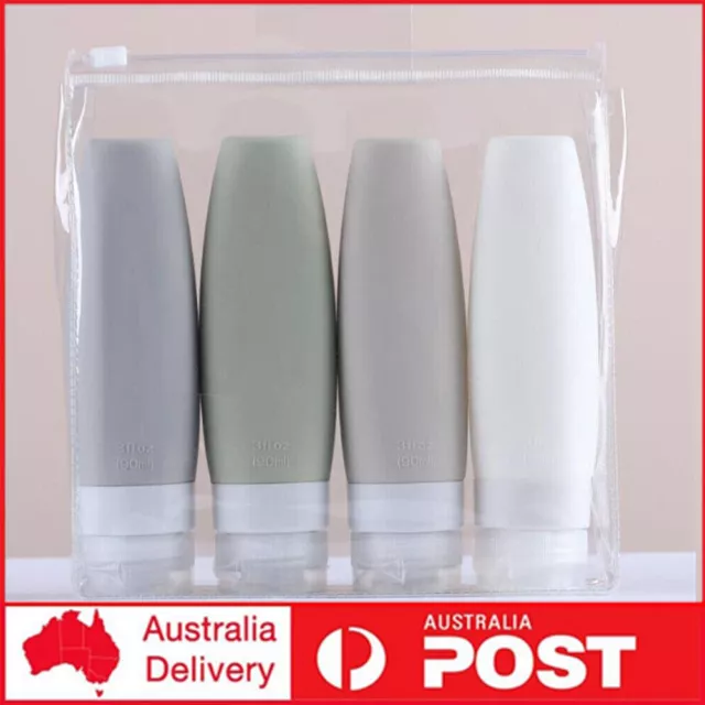 4PCS Silicone Empty Bottle Travel Shampoo Lotion Cosmetic Container Dispenser AU