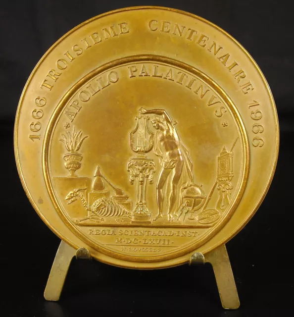 Médaille 3eme centenaire Académie des Sciences Appolo Palatinus 73mm 1966 Medal
