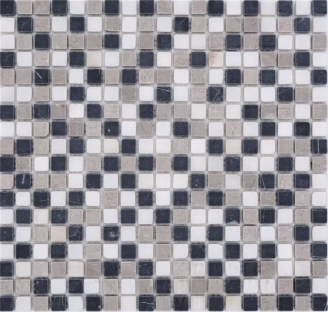Natursteinmosaik Marmor beige grau schwarz matt Wand Boden Küche Bad Dusche
