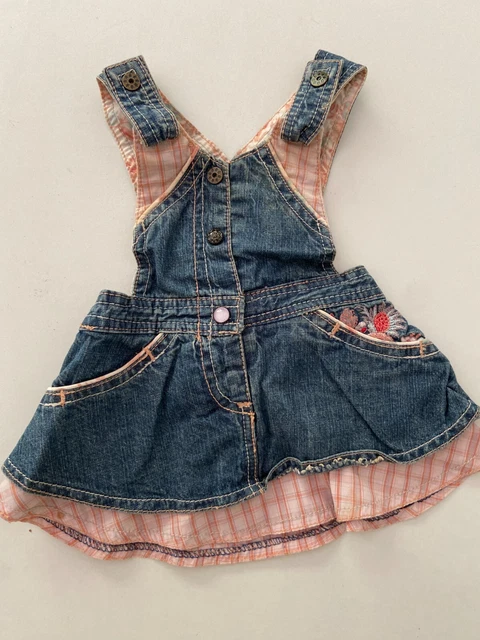 Robe En Jean à Bretelles Kimbaloo Bébé Fille 12 Mois - Bleu, 100% Coton, état Très Bon - Parfaite Pour Toutes Saisons