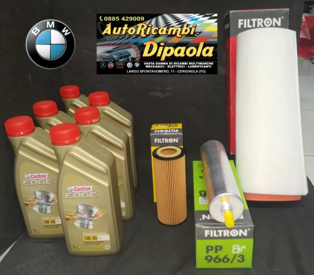 Kit Tagliando Bmw Serie 3 318D 320D 330 E90 E91 E92 E93 6L Castrol 5W30 + Filtri