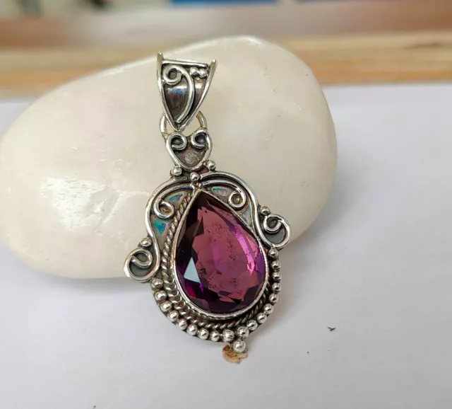 Lovely Amethyst Gemstone 925 Sterling Silver  Handmade Pendant PG227