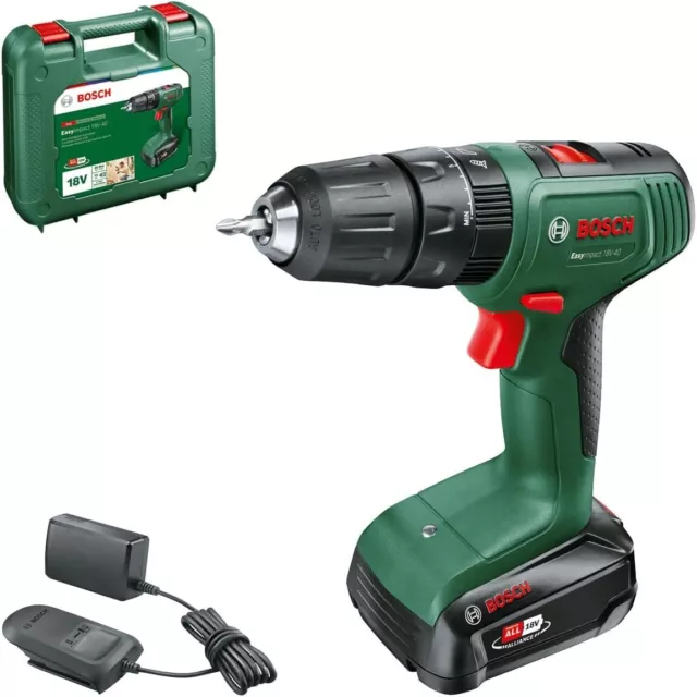 Bosch Easy Impact 18V-40 Trapano Con Percussione A Batteria 2 Ah In Valigetta