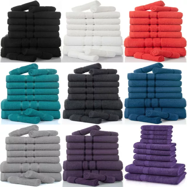 10 Pcs Towel Bale Set 100% Combed Cotton Soft Face Hand Bath Bathroom Towels Uk