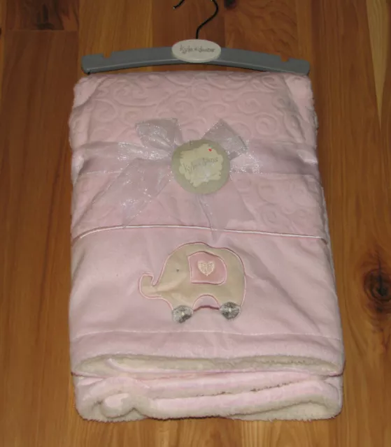 Kyle & And Deena Baby Girl Blanket Pink Swirl Cream Sherpa Elephant Soft Fluffy