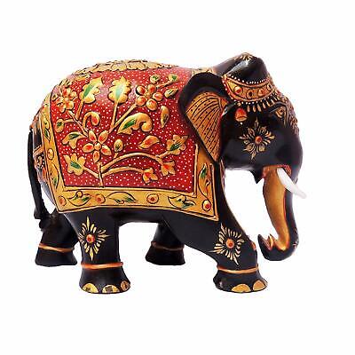 Handcrafted Hand Painted Wooden Elephant Lucky Statue Home Office Decor