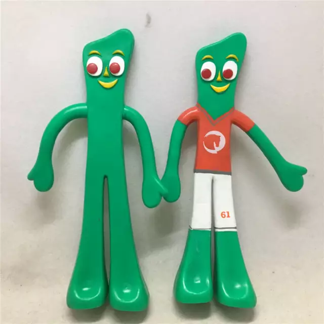 2pcs NJ Croce Green Gumby Bendable Poseable Figure Toy As Picture