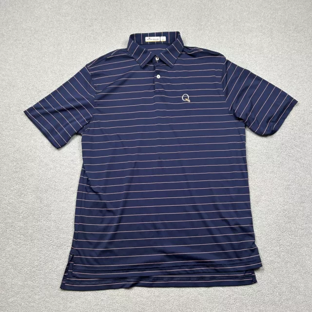 Peter Millar Shirt Mens Large Blue Striped Polo Featherweight Golf Stretch READ