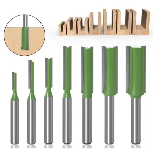 1/7x 1/4 Tige Simple Double Flûte Droite Mèches Routeur Meunerie Couteau Bois