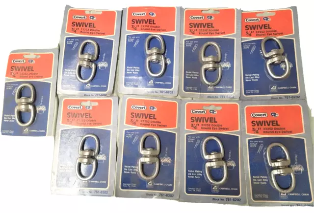 B7616202 CampBell 3/4'' Nickel Finish Double Swivel Round Eye LOT OF 9