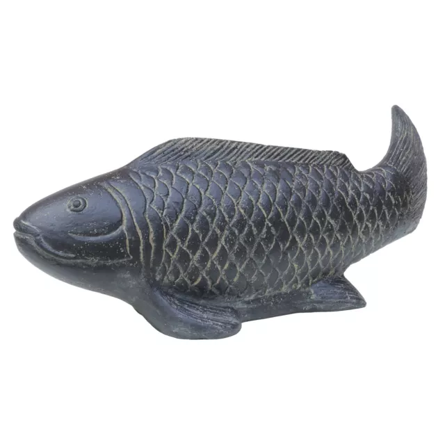 XL Karpfen Koi Fisch, L 60 cm, schwarz antik, Steinfigur, Steinguss, frostfest
