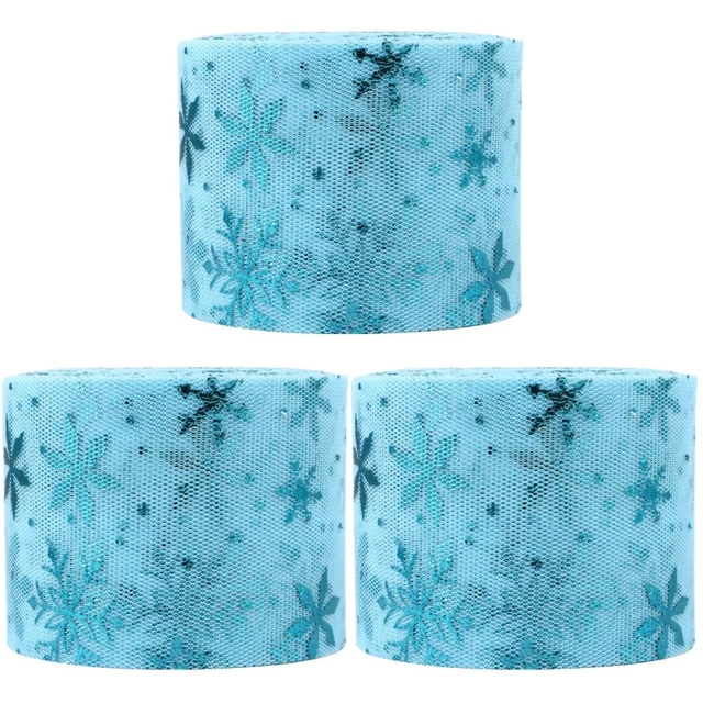 3 Sets Schneeflocke Tüll Stoff Urlaub Geschenk Band Weihnachten Tüll Stoff