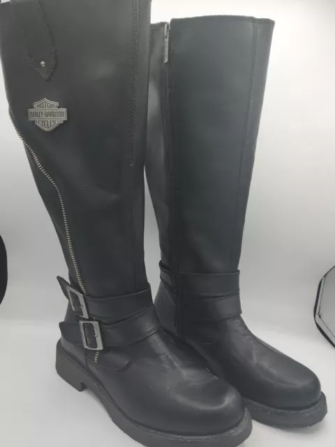 HARLEY DAVIDSON WOMENS ZIP UP BOOTS SIZE 8.5 black