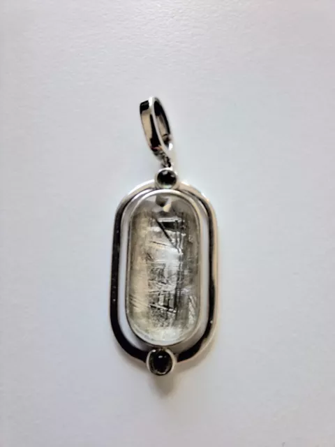 muonionalusta meteorite,Moldavite And Quartz Sterling Silver Pendant