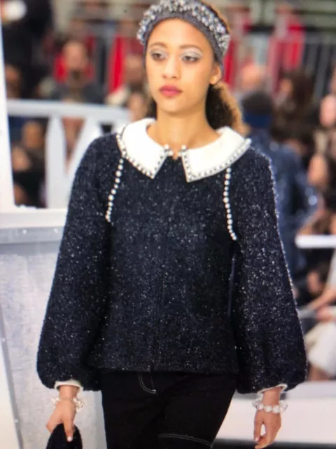 CHANEL 17A $9000 Paris Cosmopolite Lesage Tweed Coat Jacket W
