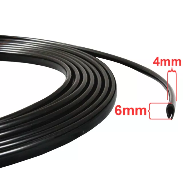 3m Size- 6mm x 4mm u-profile Black Car Edge Guard Moulding Trim Molding Strip