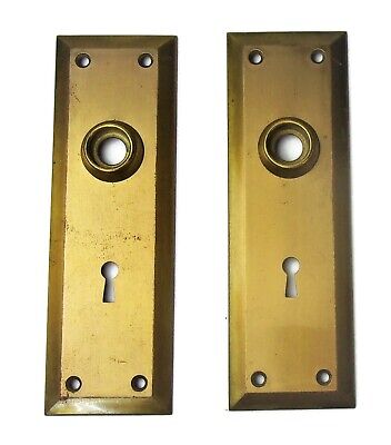 Pair of Vintage Mission Backplate Door Plates Reclaimed Salvage Hardware