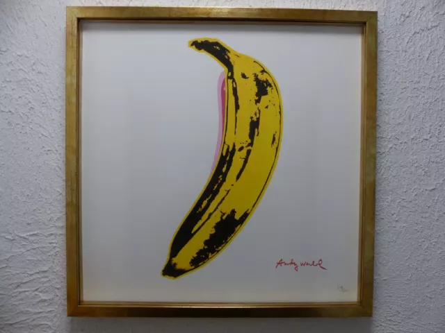 Andy Warhol Lithografie "Banane"  50x50cm, wertig "GERAHMT"  limitiert  signiert