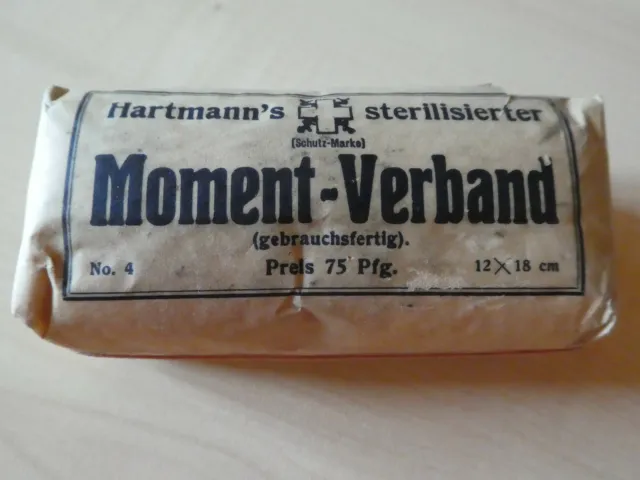 Hartmanns sterilisierter Moment-Verband 1883-1905 Schutz-Marke SELTEN!