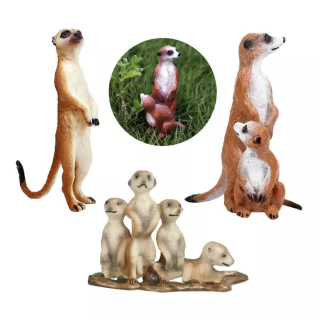 3Pack Animal Simulation Africa Meerkat Figures Models Office Decor Kids Toys