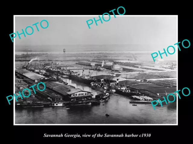 OLD LARGE HISTORIC PHOTO OF SAVANNAH GEORGIA VIEW OF SAVANNAH HARBOR c1930