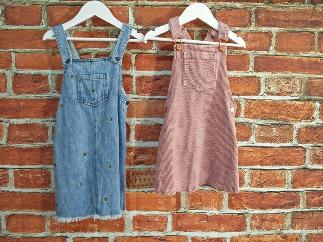 Girls Bundle Aged 4-5 Years Next M&S Dungaree Dresses Cord Bees Denim Kids 110Cm