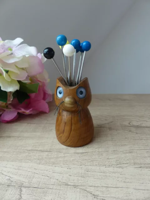 Ancien Porte 9 pics en bois avec Support Chat Déco rétro Apéro