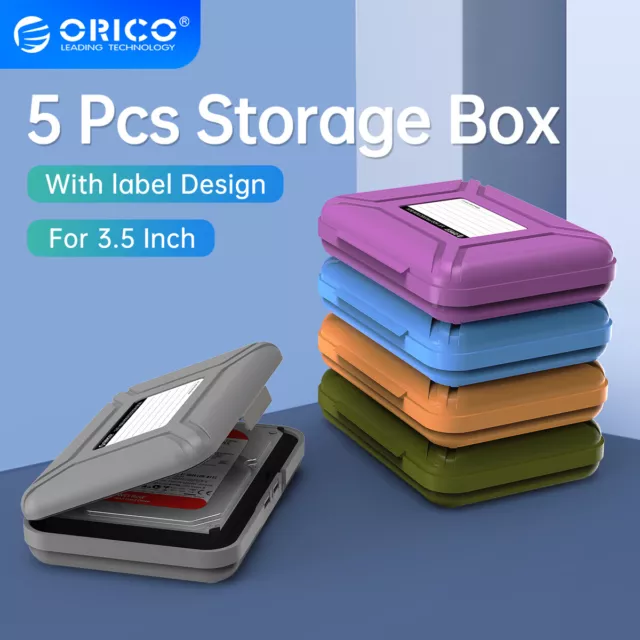 5Pcs Orico 3.5" Protective Storage Case Dust-proof Moisture-proof Hard Drive Box